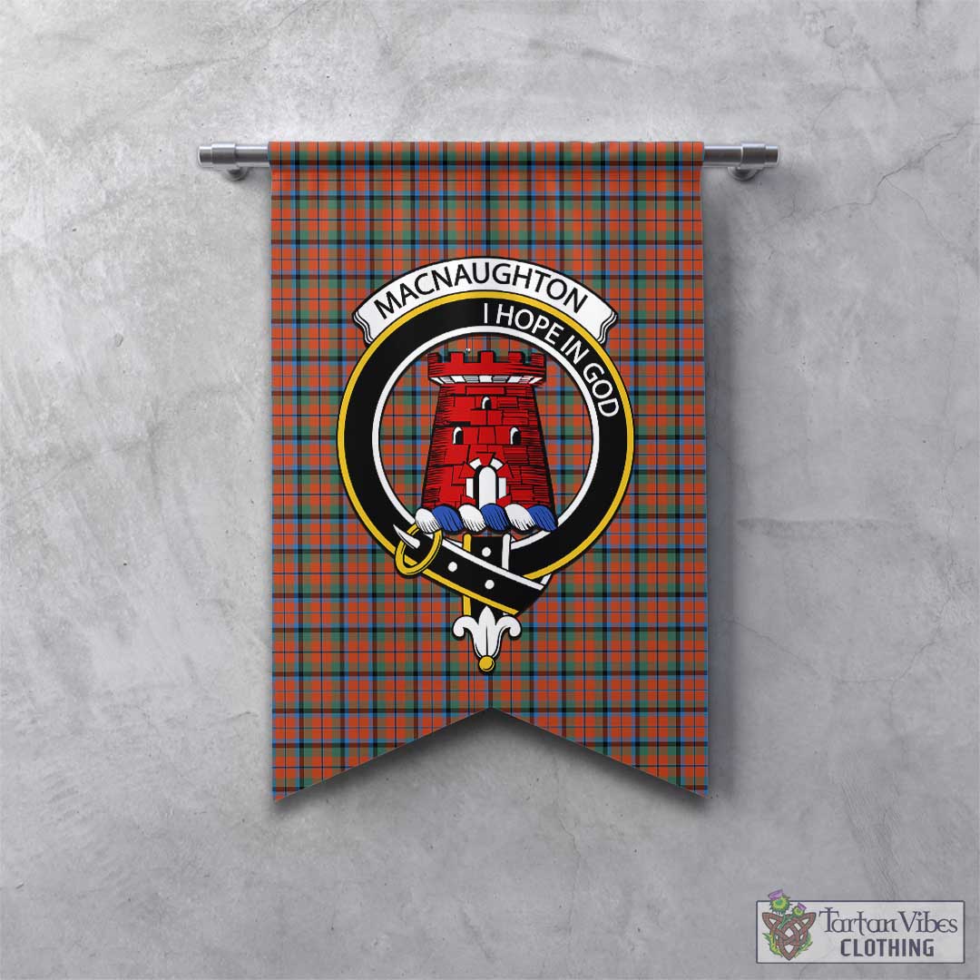 Tartan Vibes Clothing MacNaughton Ancient Tartan Gonfalon, Tartan Banner with Family Crest