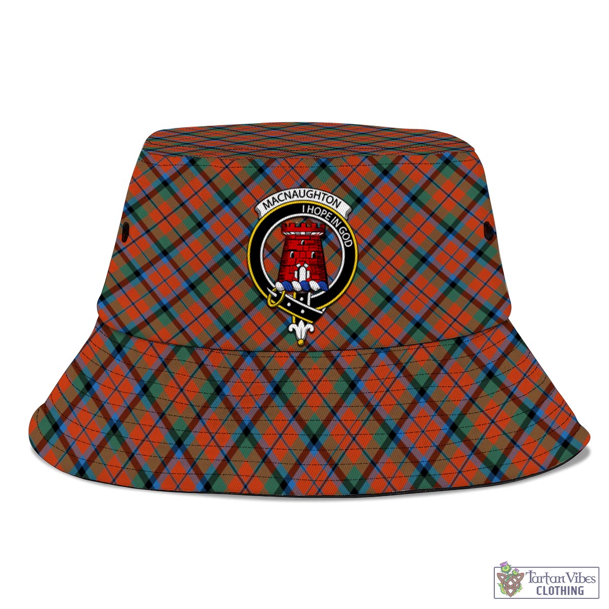 Tartan Vibes Clothing MacNaughton Ancient Tartan Bucket Hat with Family Crest