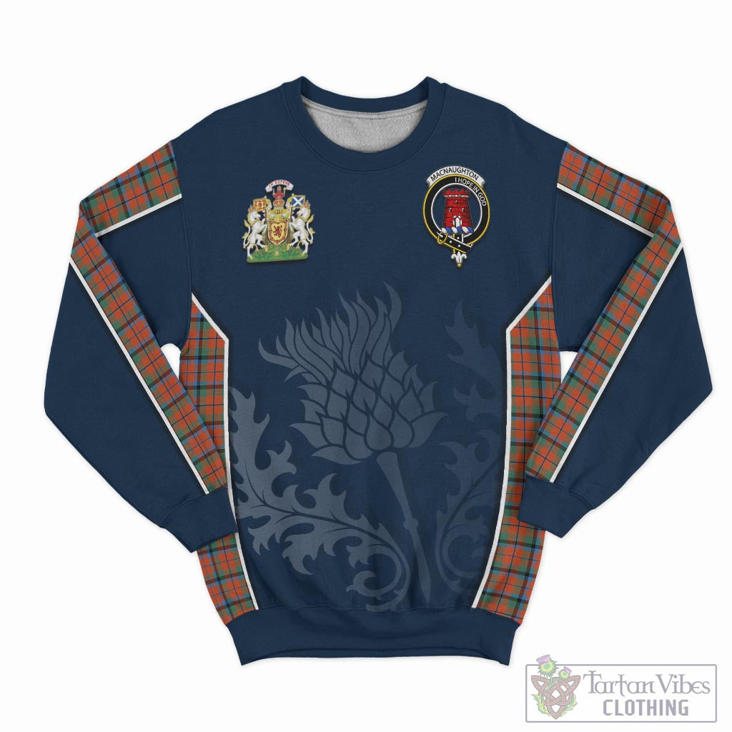 Tartan Vibes Clothing MacNaughton Ancient Tartan Sweatshirt with Family Crest and Scottish Thistle Vibes Sport Style