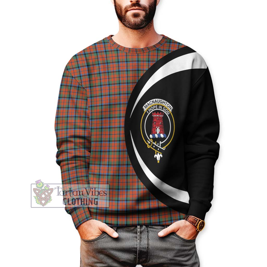 MacNaughton Ancient Tartan Sweatshirt with Family Crest Circle Style - Tartan Vibes Clothing