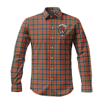 MacNaughton Ancient Tartan Long Sleeve Button Up Shirt with Family Crest