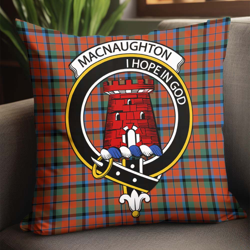 MacNaughton Ancient Tartan Pillow Cover with Family Crest - Tartanvibesclothing