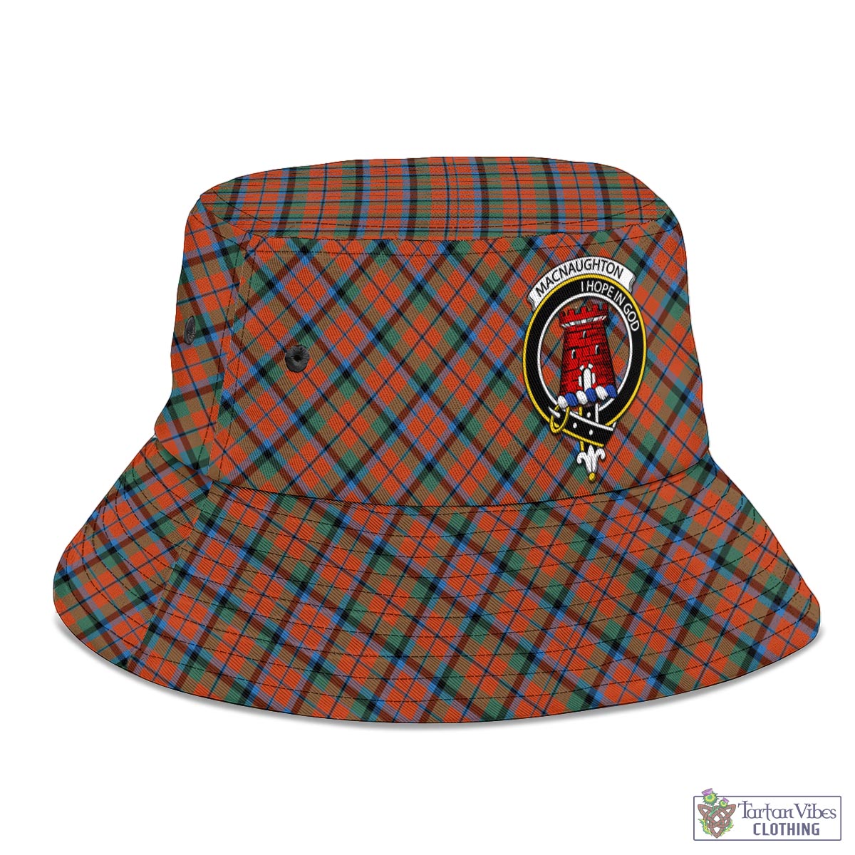 Tartan Vibes Clothing MacNaughton Ancient Tartan Bucket Hat with Family Crest