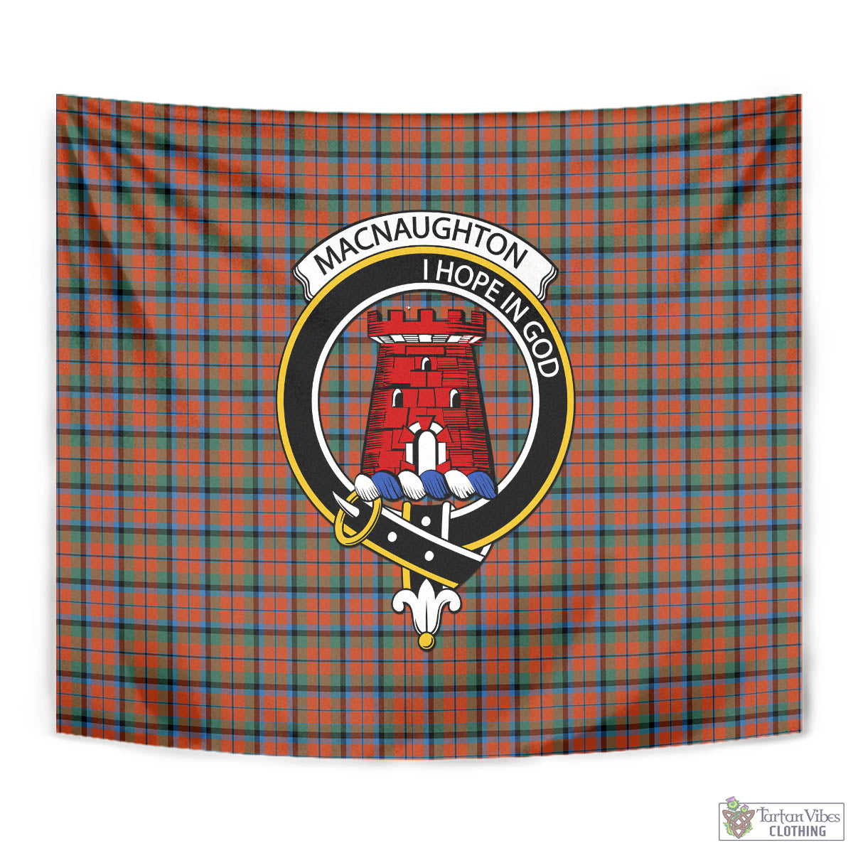 Tartan Vibes Clothing MacNaughton Ancient Tartan Tapestry Wall Hanging and Home Decor for Room with Family Crest