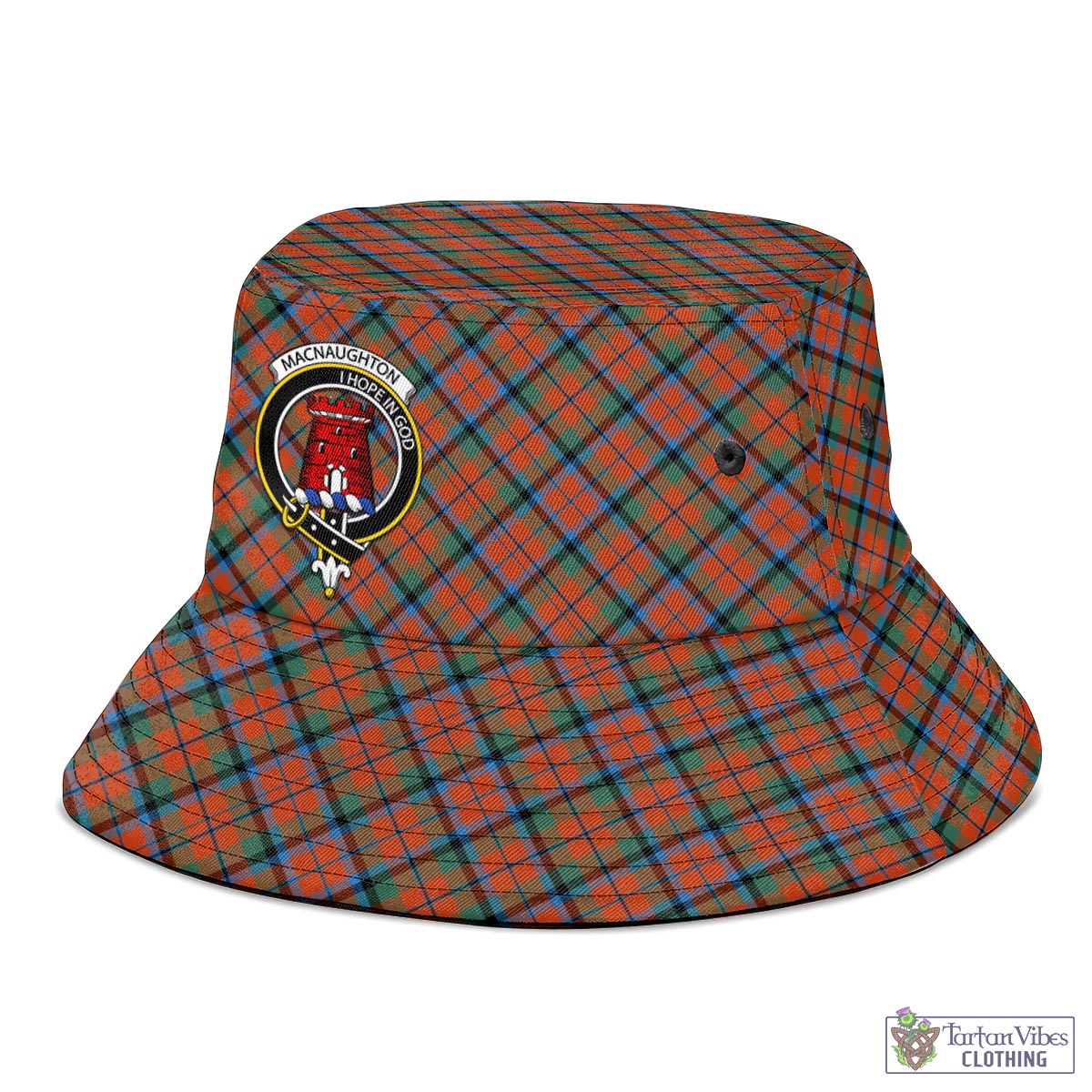 Tartan Vibes Clothing MacNaughton Ancient Tartan Bucket Hat with Family Crest