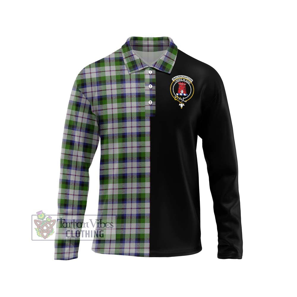 MacNaughton Dress Tartan Long Sleeve Polo Shirt with Family Crest and Half Of Me Style Unisex - Tartanvibesclothing Shop