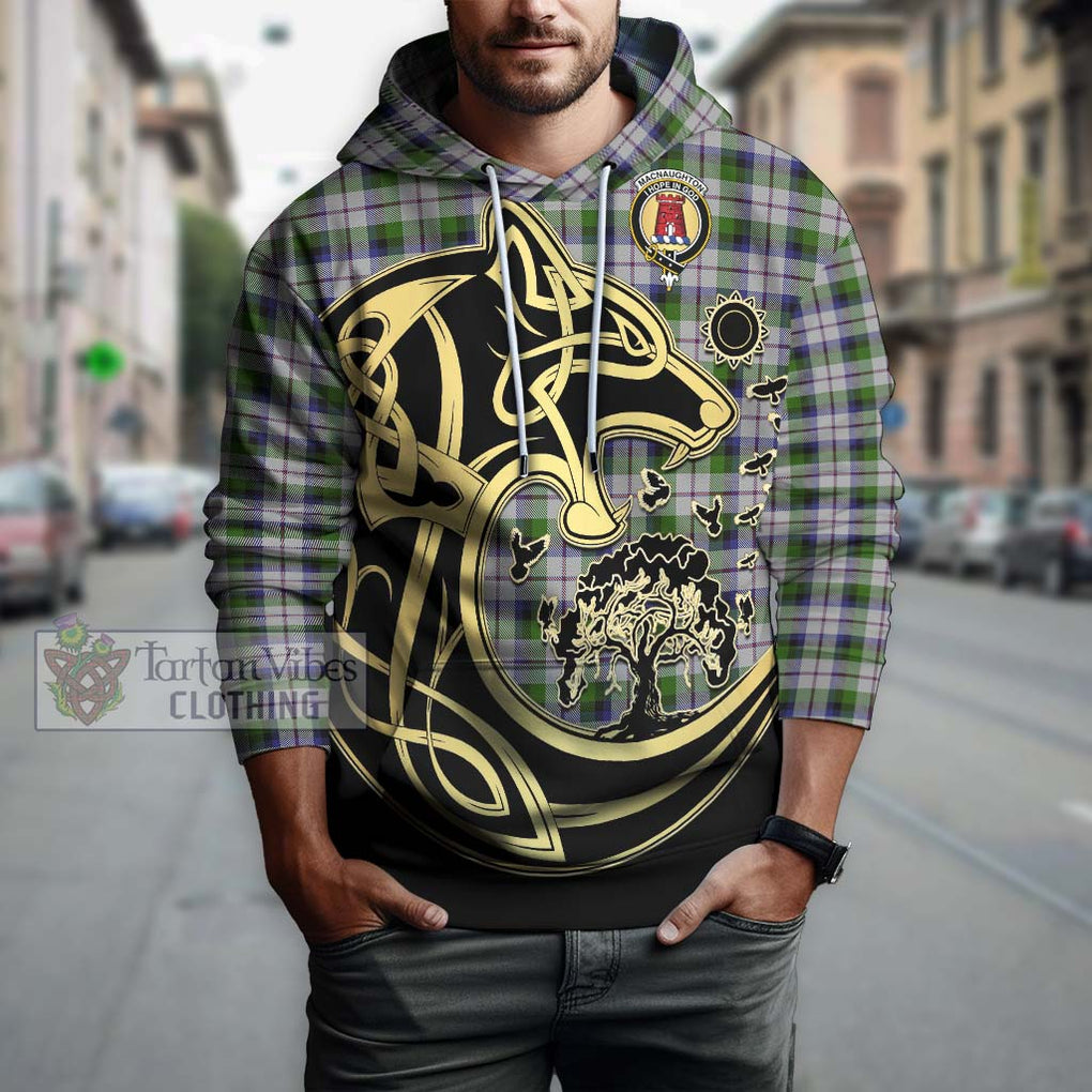 MacNaughton Dress Tartan Hoodie with Family Crest Celtic Wolf Style Zip Hoodie - Tartan Vibes Clothing