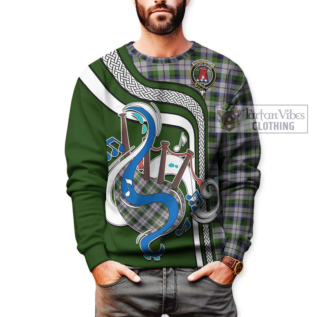 Tartan Vibes Clothing MacNaughton Dress Tartan Sweatshirt with Epic Bagpipe Style