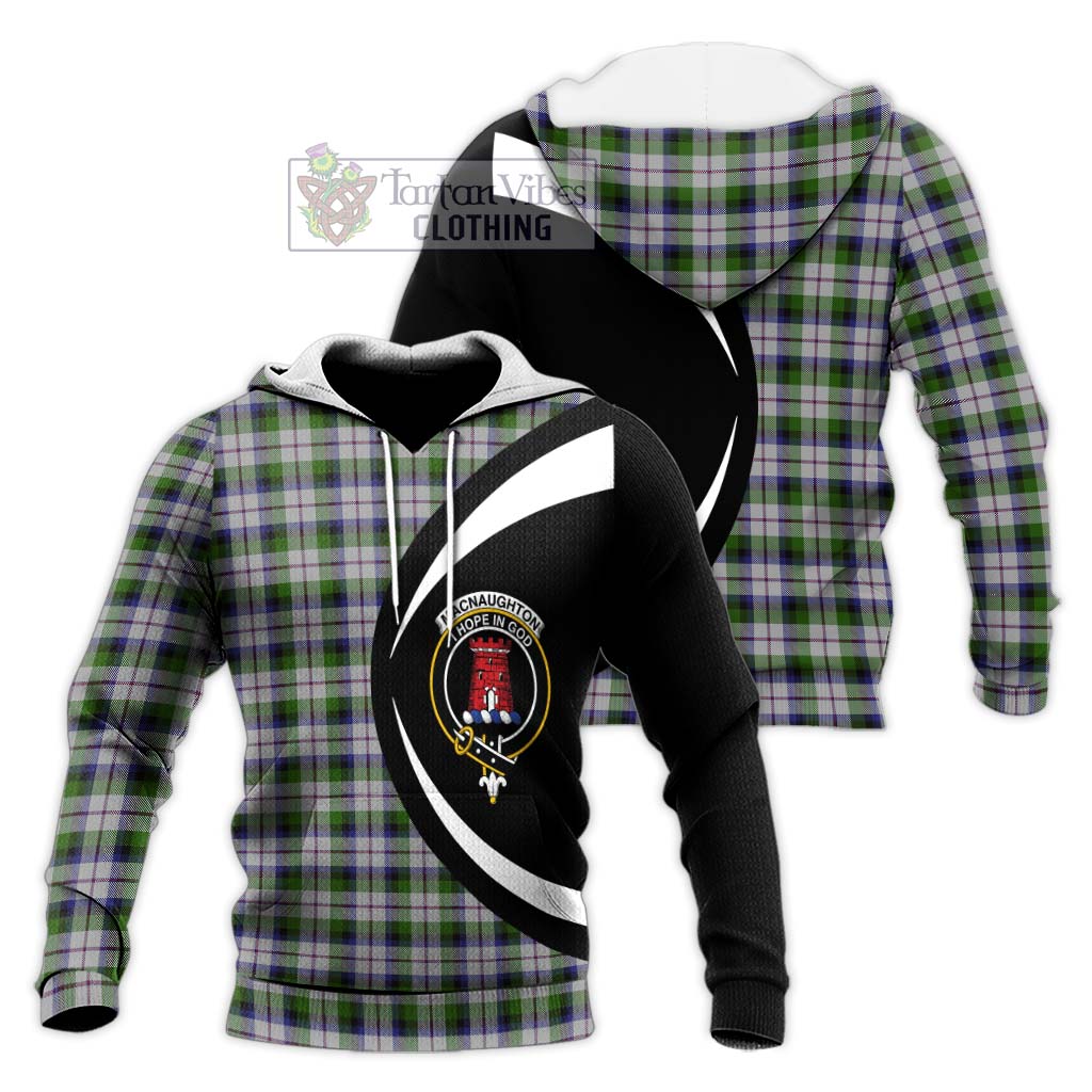 MacNaughton Dress Tartan Knitted Hoodie with Family Crest Circle Style Unisex Knitted Pullover Hoodie - Tartan Vibes Clothing