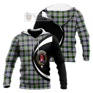 MacNaughton Dress Tartan Knitted Hoodie with Family Crest Circle Style