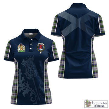 MacNaughton Dress Tartan Women's Polo Shirt with Family Crest and Scottish Thistle Vibes Sport Style