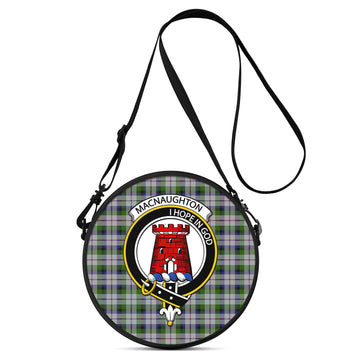 MacNaughton Dress Tartan Round Satchel Bags with Family Crest