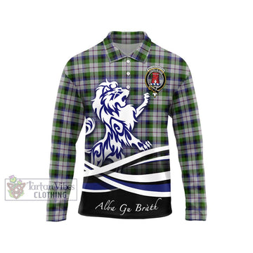 MacNaughton Dress Tartan Long Sleeve Polo Shirt with Alba Gu Brath Regal Lion Emblem