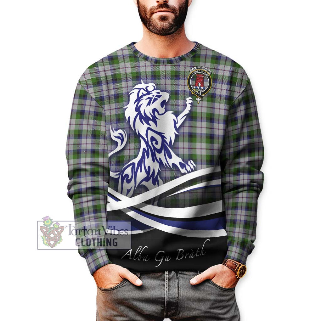 MacNaughton Dress Tartan Sweatshirt with Alba Gu Brath Regal Lion Emblem Unisex - Tartanvibesclothing Shop