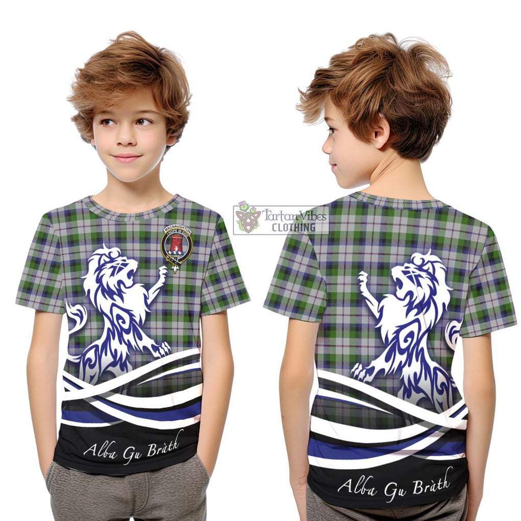 MacNaughton Dress Tartan Kid T-Shirt with Alba Gu Brath Regal Lion Emblem Youth XL Size14 - Tartanvibesclothing Shop