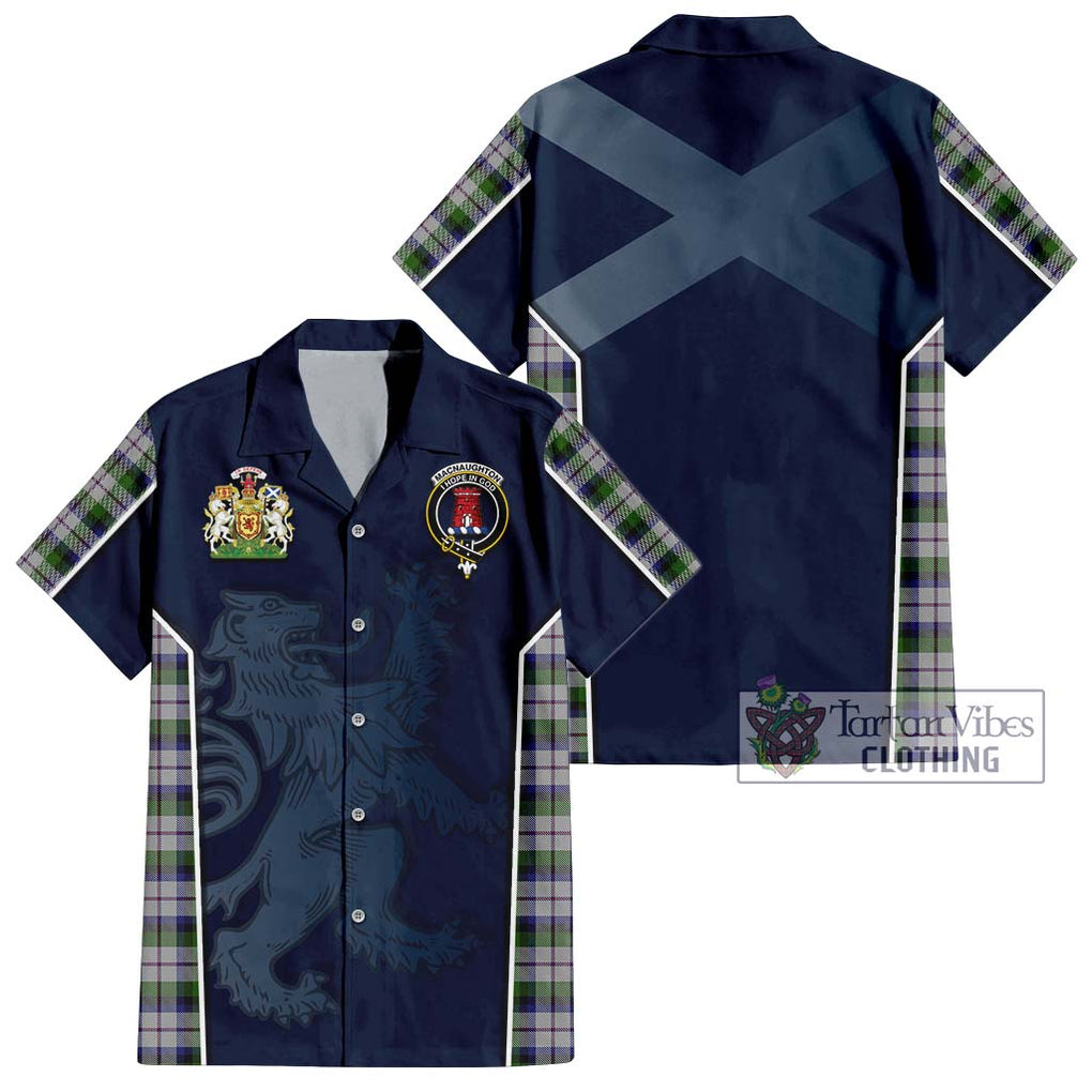 MacNaughton Dress Tartan Short Sleeve Button Shirt with Family Crest and Lion Rampant Vibes Sport Style Kid - Tartan Vibes Clothing