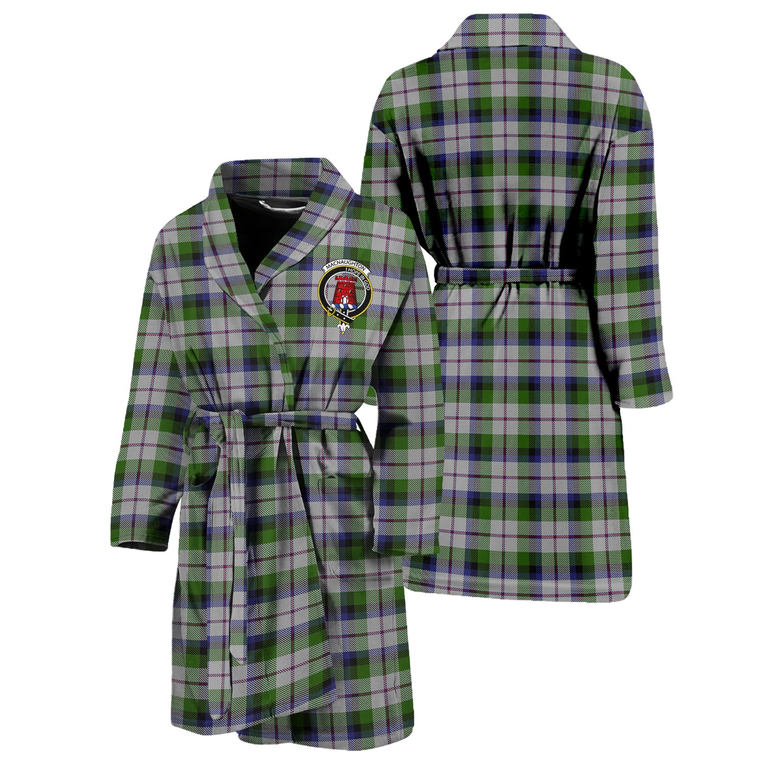 MacNaughton Dress Tartan Bathrobe with Family Crest Unisex S - Tartan Vibes Clothing