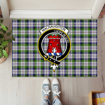 MacNaughton Dress Tartan Door Mat with Family Crest