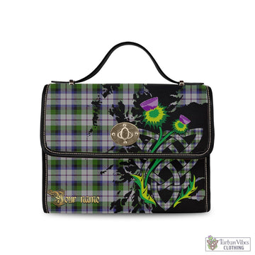 MacNaughton Dress Tartan Waterproof Canvas Bag with Scotland Map and Thistle Celtic Accents