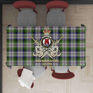 MacNaughton Dress Tartan Tablecloth with Clan Crest and the Golden Sword of Courageous Legacy