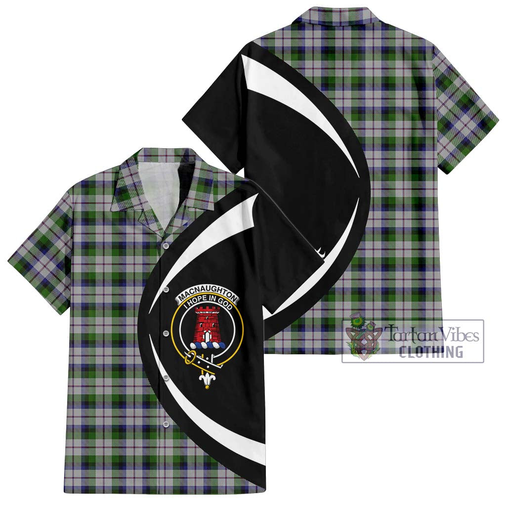 MacNaughton Dress Tartan Short Sleeve Button Up with Family Crest Circle Style Kid - Tartan Vibes Clothing