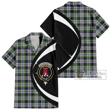 MacNaughton Dress Tartan Short Sleeve Button Up with Family Crest Circle Style