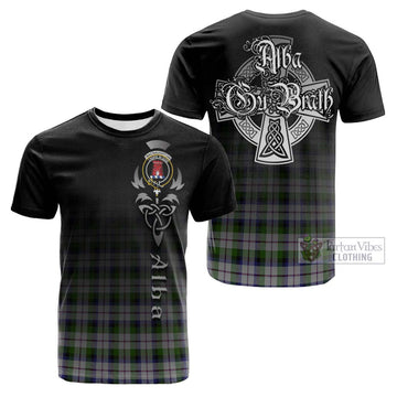 MacNaughton Dress Tartan Cotton T-shirt Featuring Alba Gu Brath Family Crest Celtic Inspired