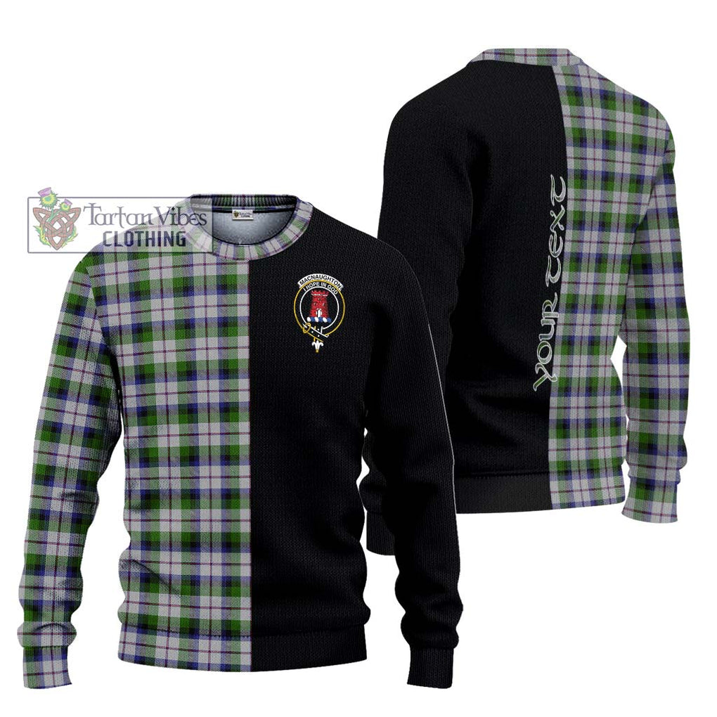 MacNaughton Dress Tartan Knitted Sweater with Family Crest and Half Of Me Style Unisex - Tartanvibesclothing Shop