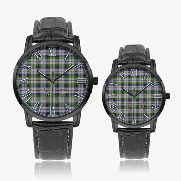 MacNaughton Dress Tartan Personalized Your Text Leather Trap Quartz Watch