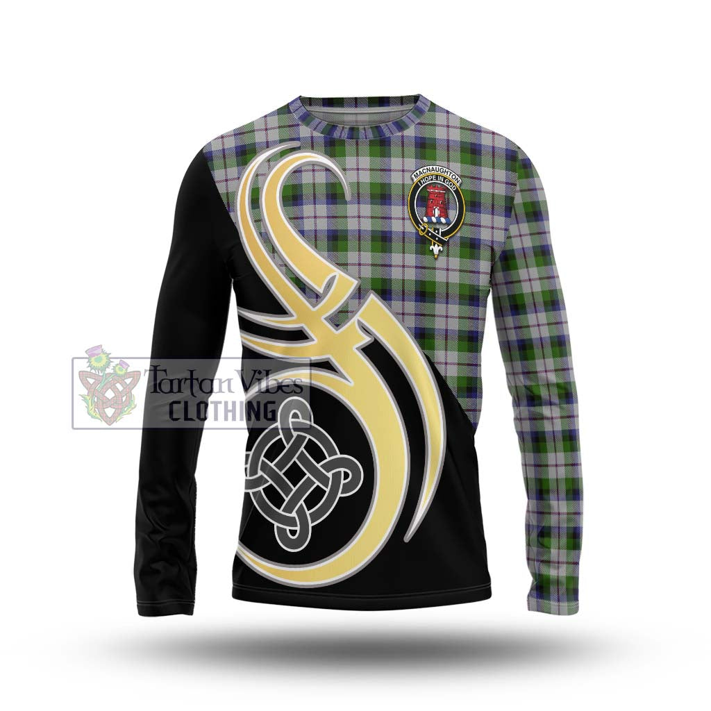 MacNaughton Dress Tartan Long Sleeve T-Shirt with Family Crest and Celtic Symbol Style Unisex - Tartan Vibes Clothing