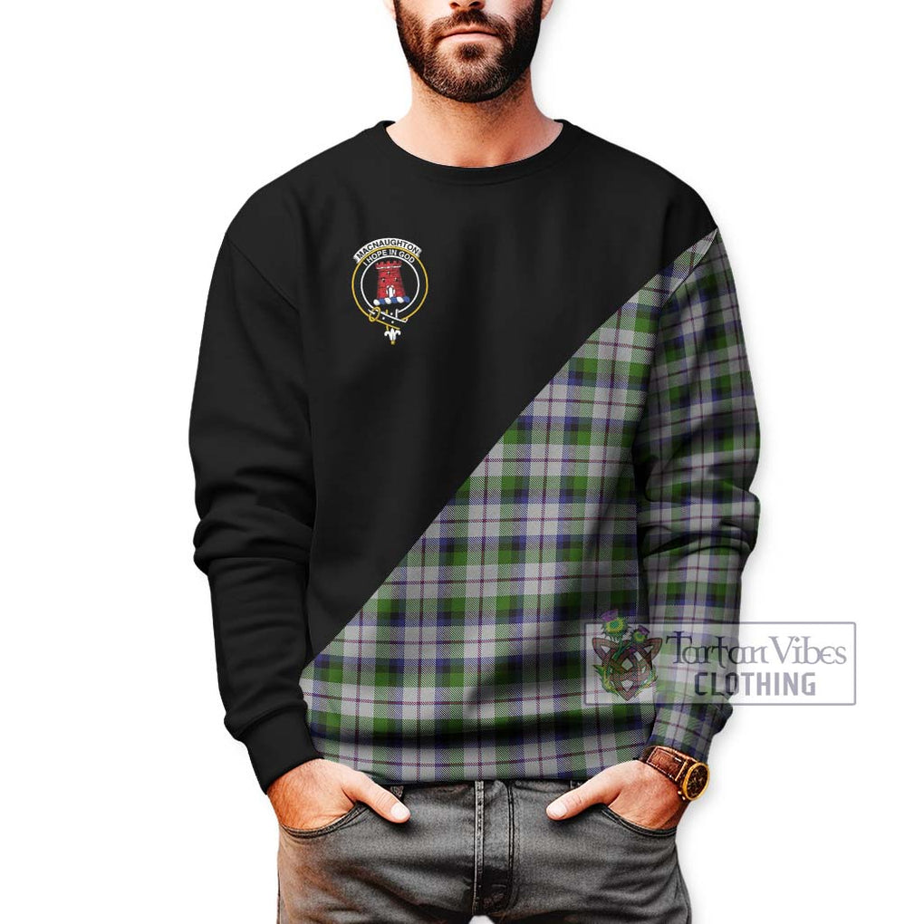 MacNaughton Dress Tartan Sweatshirt with Family Crest and Military Logo Style Unisex - Tartanvibesclothing Shop