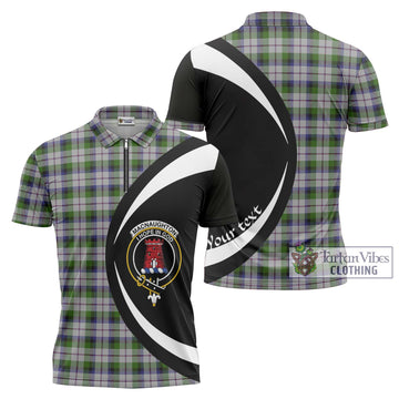 MacNaughton Dress Tartan Zipper Polo Shirt with Family Crest Circle Style