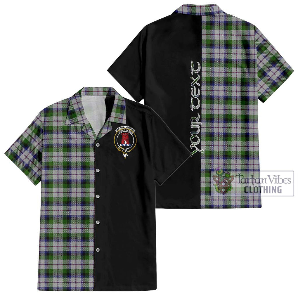 MacNaughton Dress Tartan Short Sleeve Button Shirt with Family Crest and Half Of Me Style Kid - Tartanvibesclothing Shop