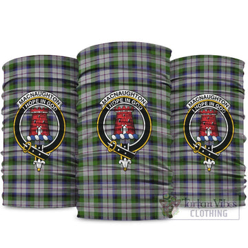 MacNaughton Dress Tartan Neck Gaiters, Tartan Bandanas, Tartan Head Band with Family Crest