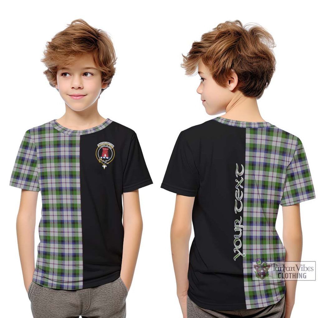 MacNaughton Dress Tartan Kid T-Shirt with Family Crest and Half Of Me Style Youth XL Size14 - Tartanvibesclothing Shop