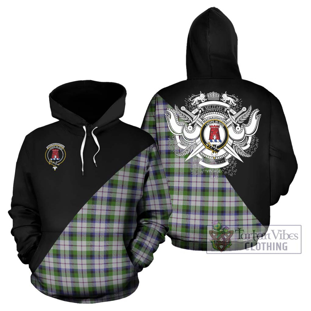 MacNaughton Dress Tartan Hoodie with Family Crest and Military Logo Style Zip Hoodie - Tartanvibesclothing Shop