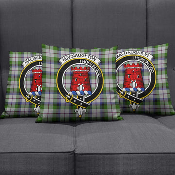 MacNaughton Dress Tartan Pillow Cover with Family Crest