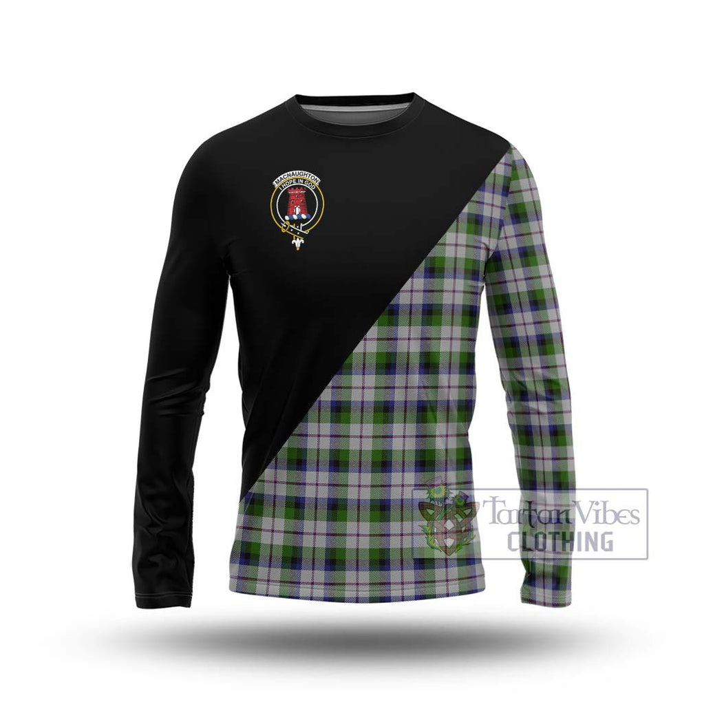 MacNaughton Dress Tartan Long Sleeve T-Shirt with Family Crest and Military Logo Style Unisex - Tartanvibesclothing Shop