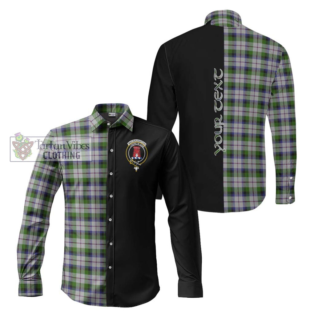 MacNaughton Dress Tartan Long Sleeve Button Shirt with Family Crest and Half Of Me Style Men's Shirt S - Tartanvibesclothing Shop