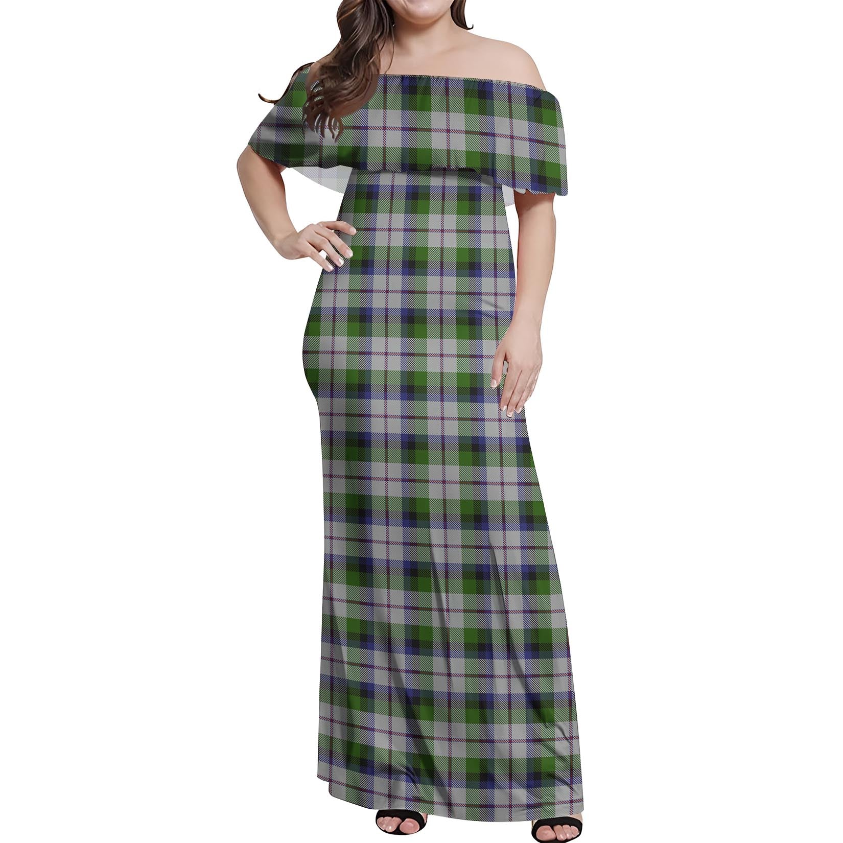 MacNaughton Dress Tartan Off Shoulder Long Dress Women's Dress - Tartanvibesclothing