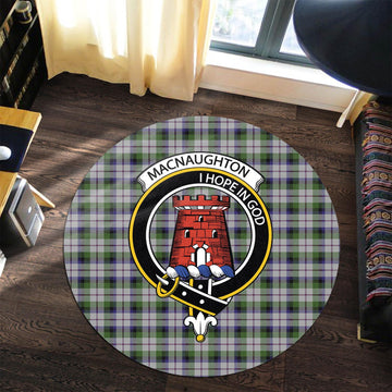 MacNaughton Dress Tartan Round Rug with Family Crest