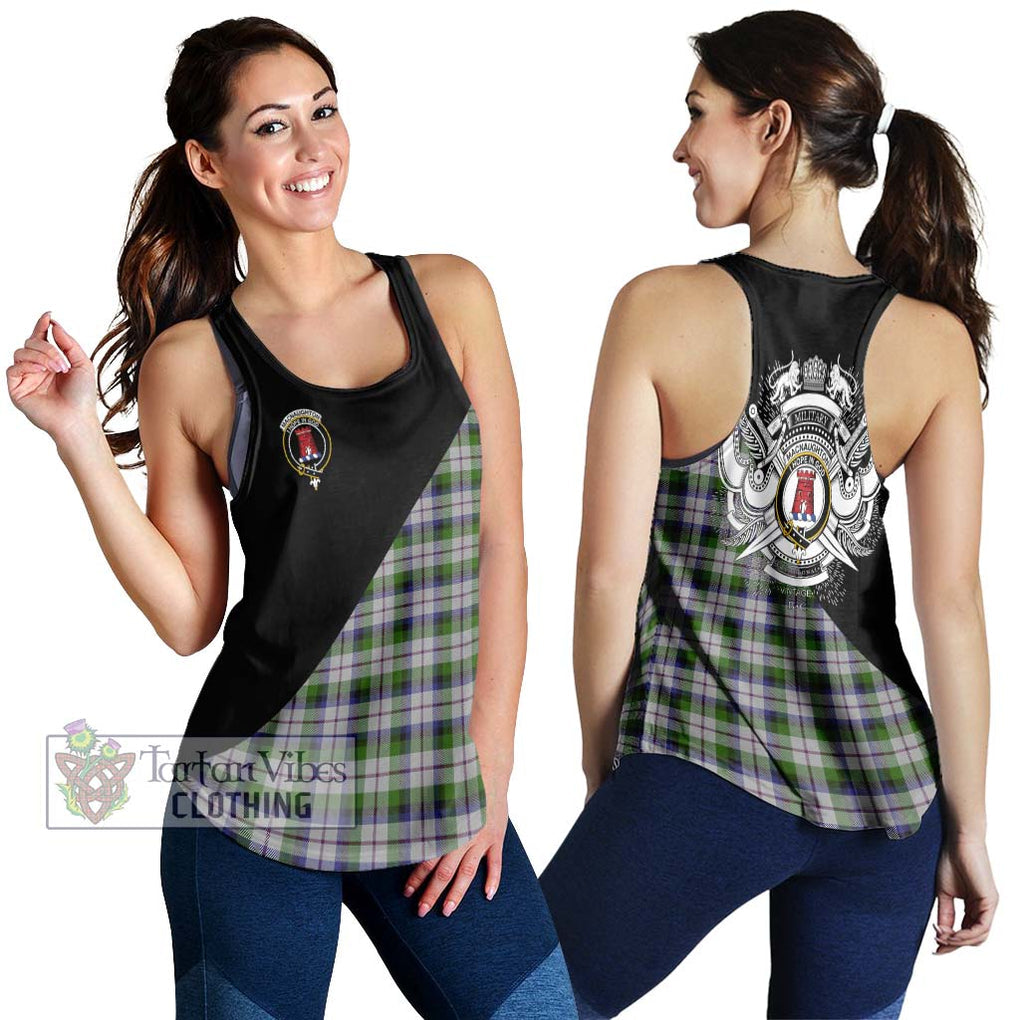 MacNaughton Dress Tartan Women's Racerback Tanks with Family Crest and Military Logo Style 4XL - Tartanvibesclothing Shop