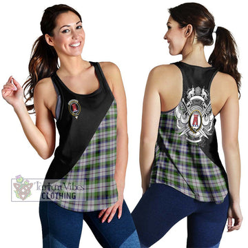 MacNaughton Dress Tartan Women's Racerback Tanks with Family Crest and Military Logo Style