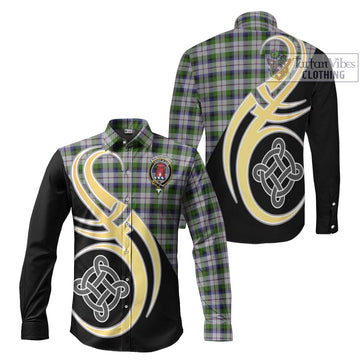 MacNaughton Dress Tartan Long Sleeve Button Shirt with Family Crest and Celtic Symbol Style