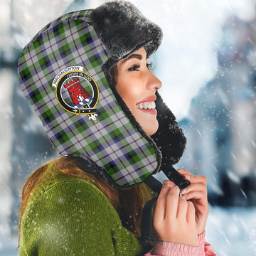 MacNaughton Dress Tartan Winter Trapper Hat with Family Crest