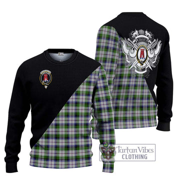 MacNaughton Dress Tartan Ugly Sweater with Family Crest and Military Logo Style