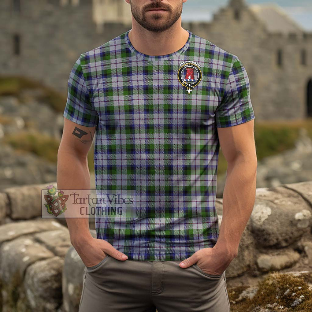 MacNaughton Dress Tartan Cotton T-Shirt with Family Crest Men's Shirt - Tartanvibesclothing Shop