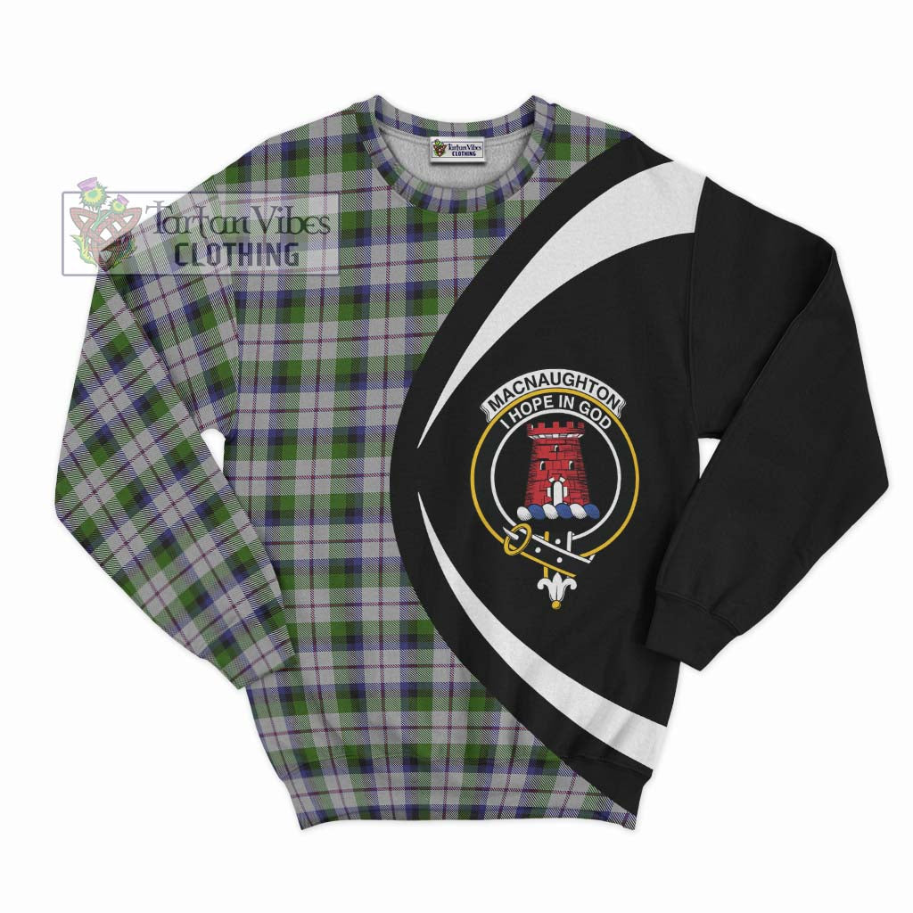 MacNaughton Dress Tartan Sweatshirt with Family Crest Circle Style Unisex - Tartan Vibes Clothing