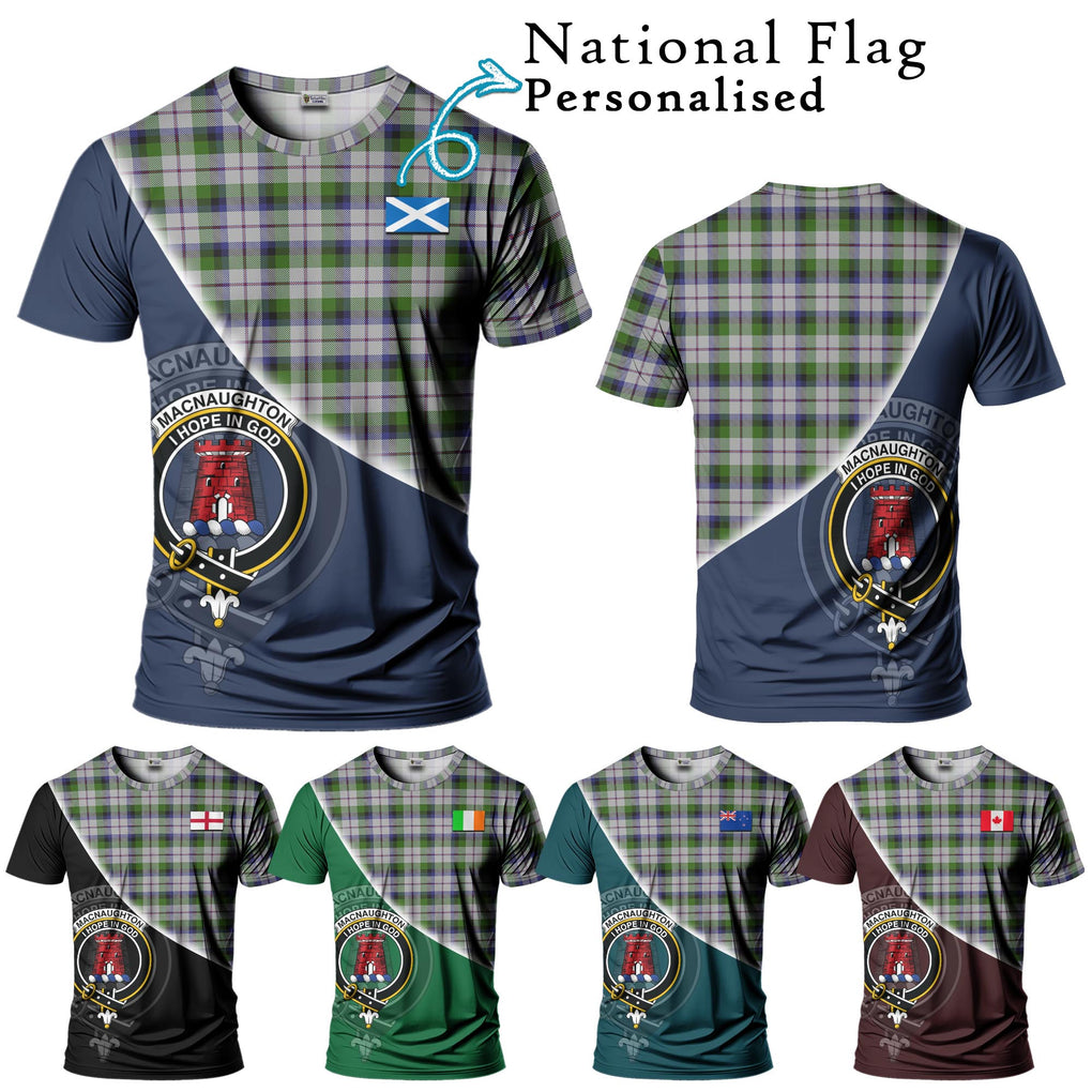 MacNaughton Dress Tartan T-Shirt with Personalised National Flag and Family Crest Half Style Kid's Shirt - Tartanvibesclothing Shop