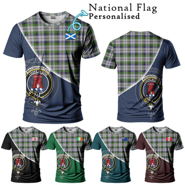 MacNaughton Dress Tartan T-Shirt with Personalised National Flag and Family Crest Half Style